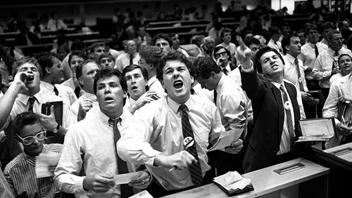 asx australian stock exchange fairfax media smh sydney morning herald black monday black tuesday crash panic wall street Traders at the Australian Stock Exchange in Sydney on October 20, 1987, selling off stock during the stock market crash. Photo: Anton