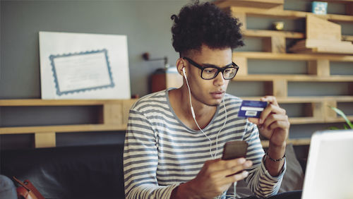 men treating themselves online shopping