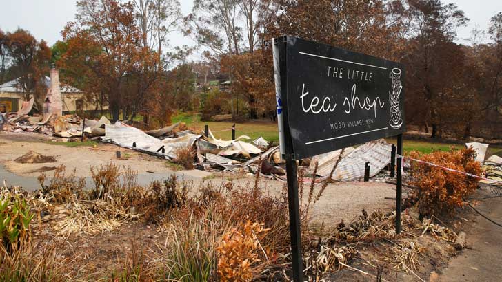 Mogo is a small goldrush town with a population of about 300. Authorities believe hundreds of buildings were destroyed in Mogo and Batemans Bay during the bush fires in New South Wakes on the South Coast, Wednesday, Jan. 15, 2020. Mogo, Australia.(Photo b