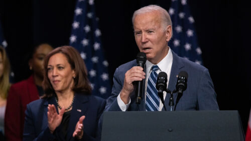 President Joe Biden speaks at a DNC rally on November 10, 2022, in Washington, DC after the midterm elections. Photo: Nathan Posner/Anadolu Agency via Getty Images.