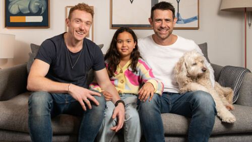 Surrogate family: Owen, Indigo, Sean and Eric the spoodle.