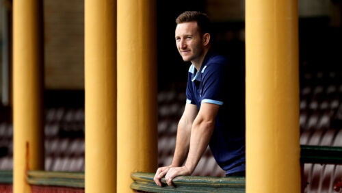 Peter Neville poses for a portrait following a press conference after announcing his retirement from cricket at Sydney Cricket Ground on April 01, 2022 in Sydney, Australia. (Photo by Brendon Thorne/Getty Images)