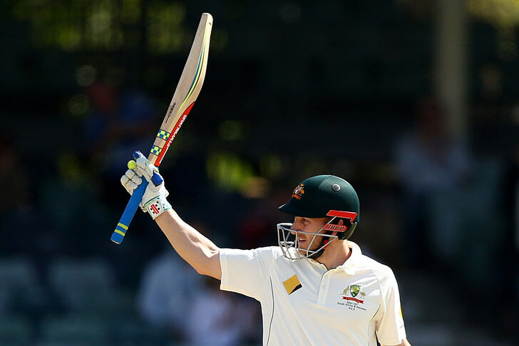 Peter Nevill celebrates his half century during day five of the First Test match between Australia and South Africa at the WACA on November 7, 2016 in Perth, Australia. Photo: Paul Kane/Getty Images