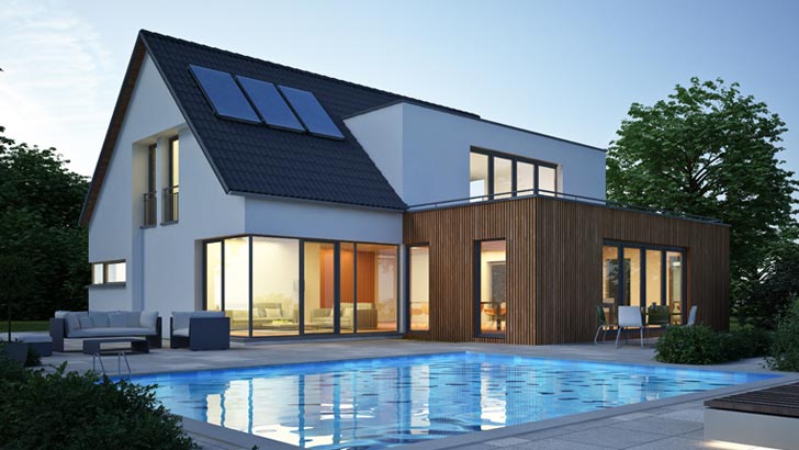sustainable home features solar panel system