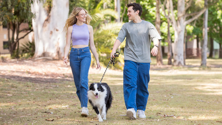 minna, amora the border collie and james are planning their next step financially