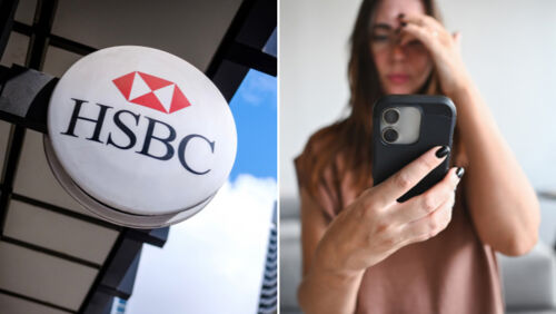Person checking their bank account on a smartphone after discovering scam-related losses