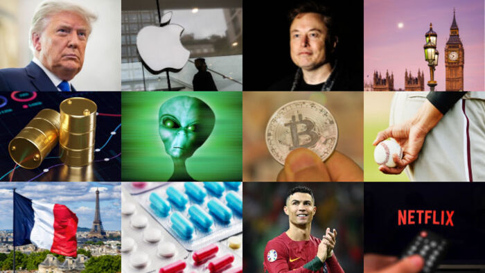 prediction markets like polymarket are allowing users to wager on the outcome of drug trials, whether alien life will be discovered, which celebrities wil attend ronaldo's wedding, high temperatures in global cities, the apple share price, and more